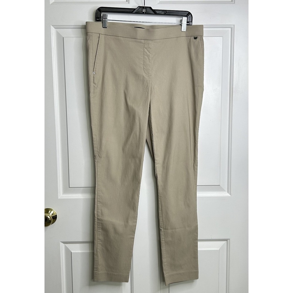 Jones New York Signature Beige Pull On Ankle Dress Pants Womens Large Stretch